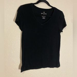 American Eagle Black Soft & Sexy Short Sleeve V-neck Tee Size S